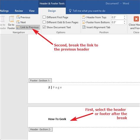 How To Use Multiple Headers And Footers In A Single Document Header Table Of Contents Page