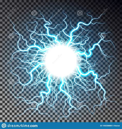 Lightning Ball Isolated On Dark Checkered Background Transparent Round