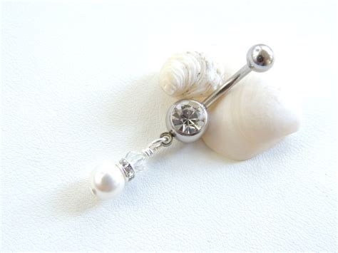 Pearl Belly Button Ring Pearl Navel Ring Belly Button Ring