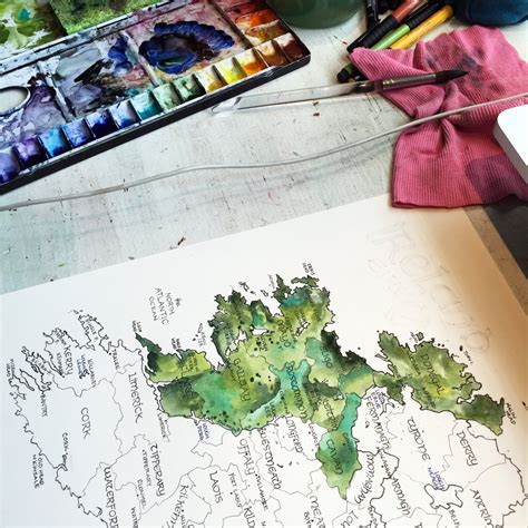 Ireland Map Watercolor Illustration Country Of Ireland Irish Etsy