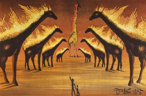 Salvador Dali Les Girafes En Feu Lithographie Signée Post War