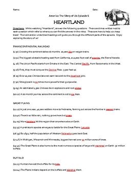 America The Story Of Us Episode Heartland Video Worksheet Tpt