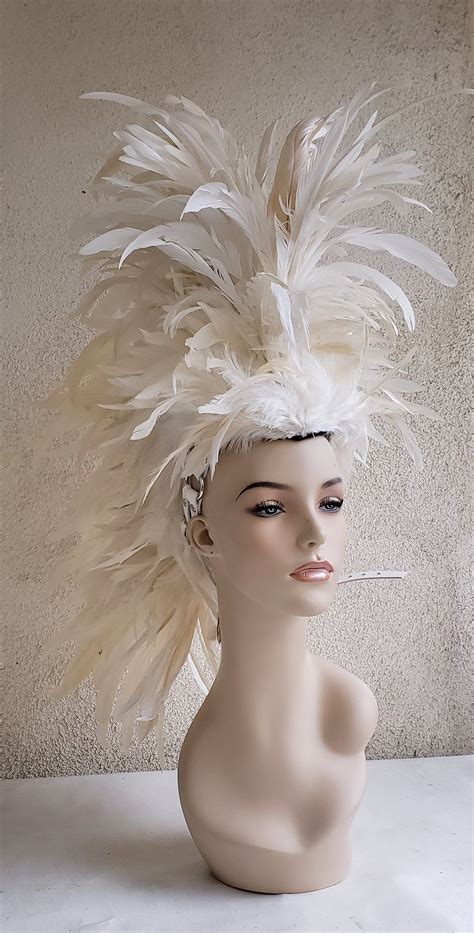 White Feather Headdress Bridal Headdress Headpiece Costume Headdress