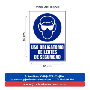 Se Al Uso Obligatorio De Lentes De Seguridad Vinil Adhesivo X Cm