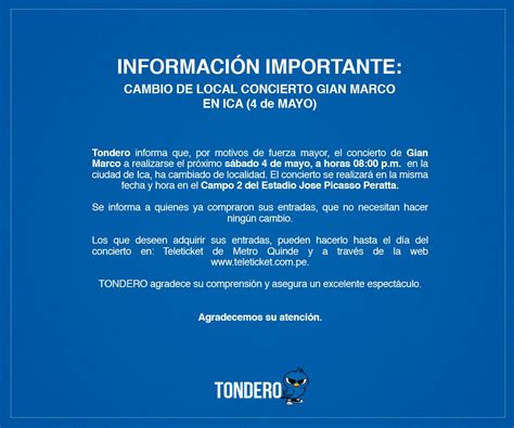 Tondero On Twitter Comunicado Importante Se Confirma El Concierto De