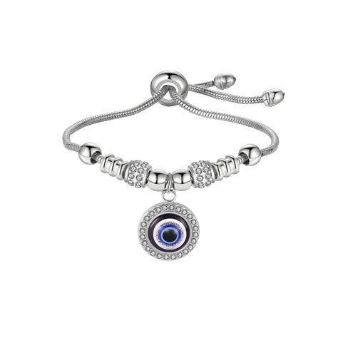 Pulsera Para Dama Ojo Turco Acero Inoxidable Color Plata Coppel