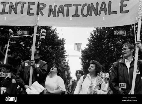 Archives 90ies French Trade Unionists March To Protest Against G7