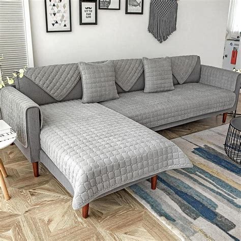 Amazon de uyeoco Samt Sofabezug Ecksofa l Form Sofa Überzug Couchbezug