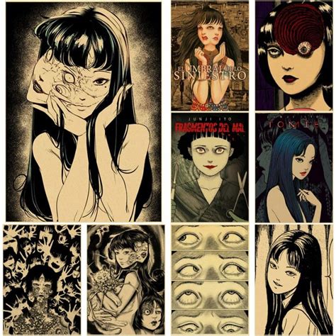 Kinh Dị Nhật Bản Phim Hoạt Hình Tomie Junji Ito Retro Áp phích Manga