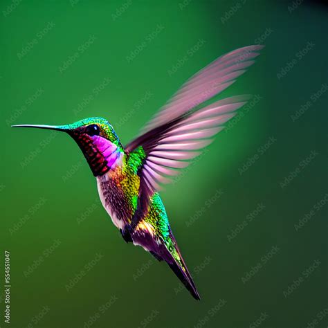 Colorful Hummingbird Flying Closeup Stock Photo Adobe Stock