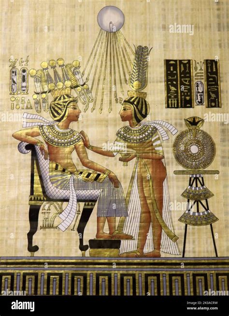 Papyrus moderne représentant le roi Toutankhamon un ancien pharaon