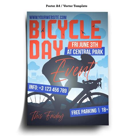 Premium Vector | Bicycle Day Poster Template