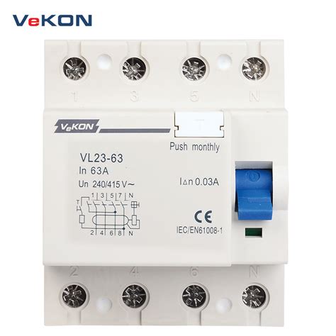 Vl23 63 Reclosing Automático 4p 63 RCD 300 mA tipo AC RCCB disyuntor de