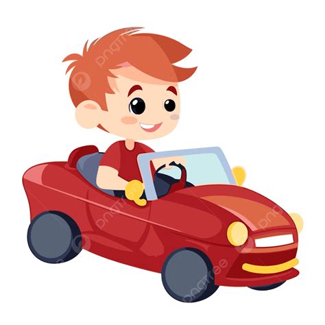 Drive Clipart Character Cartoon Boy In Red Convertible Car Driving ...