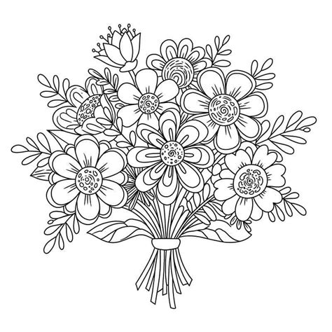 Desenhos de Buquê de Flores para Colorir, Pintar e Imprimir - Colorir.Info