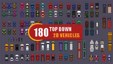 2D Top down 180 Pixel Art Vehicles | GameDev Market