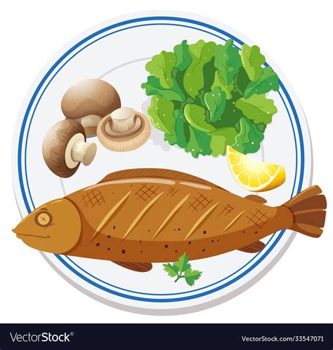 Aerial View Food On Plate Royalty Free Vector Image