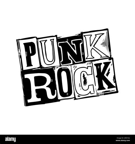 Punk Rock Collection Punk Rock Stamp Style Monochrome Symbol On White