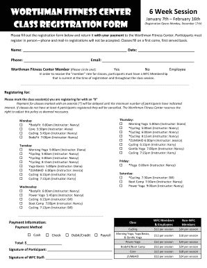 Fillable Online Zumba Fitness Registration Form Fax Email Print Pdffiller