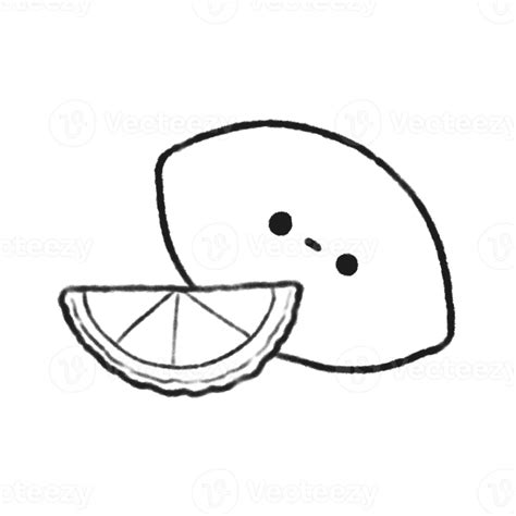 Hand Drawn Cute Lemon Cute Fruit Character Design In Doodle Style