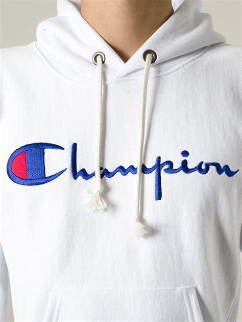 Lyst - Champion Logo Hoodie in White for Men