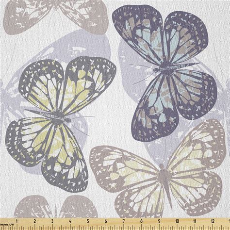 Ambesonne Butterfly Fabric By The Yard Microfiber Retro Wings Of