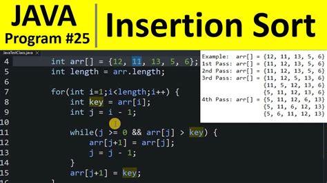 Java Program 25 Sort Numbers Using Insertion Sort In Java Youtube