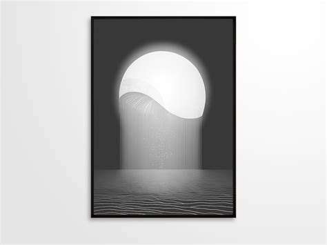 Japandi Wall Art Abstract Moon And Sea Scandinavian Decor Scandi Art