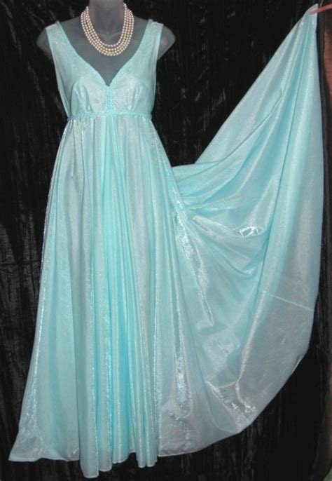 Shimmery Green Empire Waist Grecian Nightgown At Classy Option Vintage Linda Lingerie