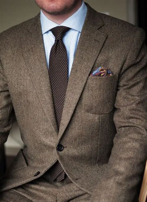 2018 Dark Brown Tweed Blazer Men Wool Herringbone British Style Custom Made Mens Suit Slim Fit