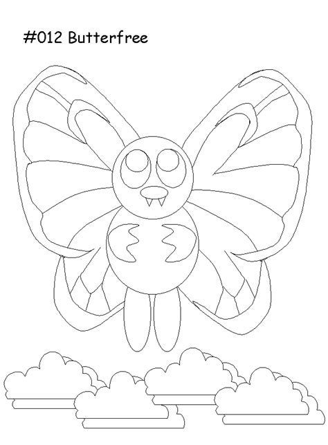 Pokemon Anime Butterfree Butterfly Coloring Page Printable