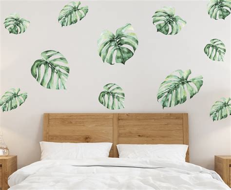 Large Watercolor Monstera Wall Decals Jungle Theme Decor | Etsy