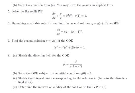 Solved Questions Solve The Initial Value Problem Ivp Chegg