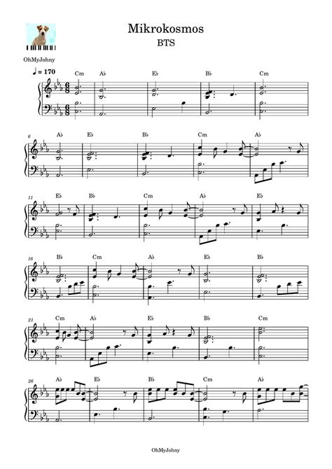 Bts Mikrokosmos Piano Sheet By Ohmyjohny