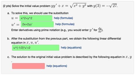 Solved 2 Pts Solve The Initial Value Problem Yy X Chegg