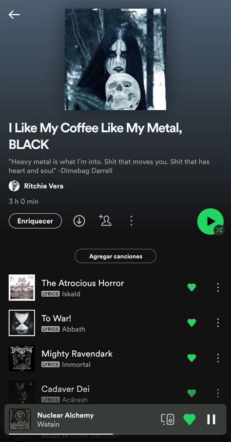 I Like My Coffee Like My Metal BLACK Lista De Canciones Canciones