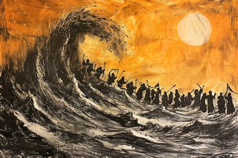 Premium AI Image | Moses Parting the Red Sea Dramatic Exodus Ink Painting