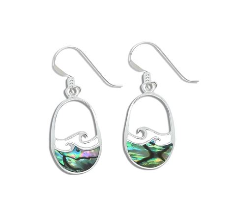 Silver Wave Earrings With Abalone Paua Shell 99 Fashion Thailand