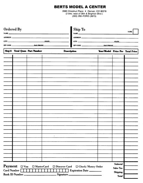 Blank Order Form