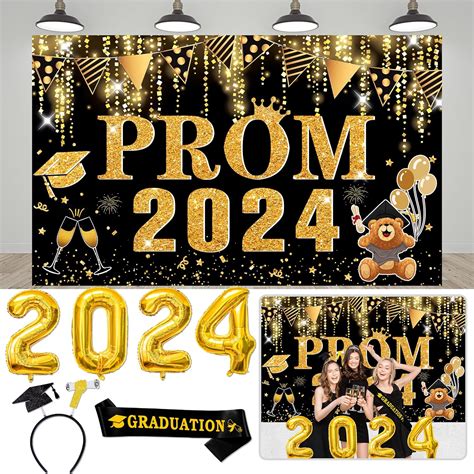 Abitoncc 4 Pcs Prom Banner 2024 Black And Gold Prom Decorations 2024