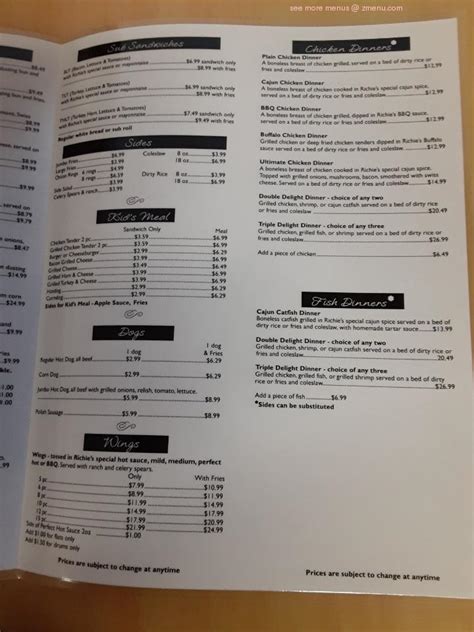 Online Menu Of Richies Hot Wings Restaurant White House Tennessee Zmenu