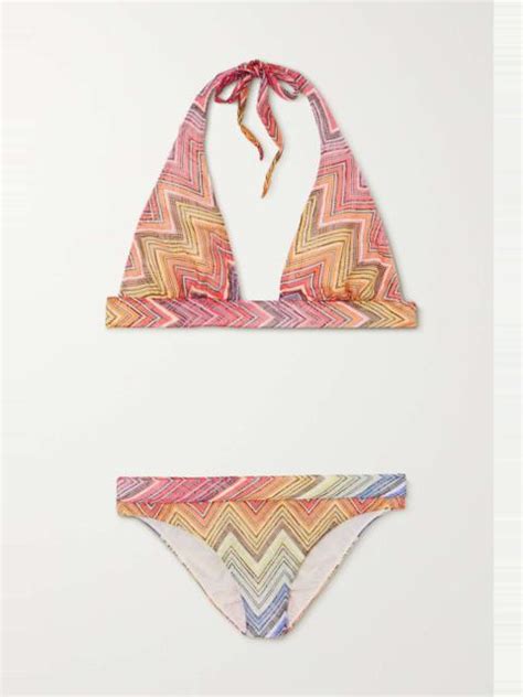 Missoni Mare Striped Crochet Knit Halterneck Bikini REVERSIBLE