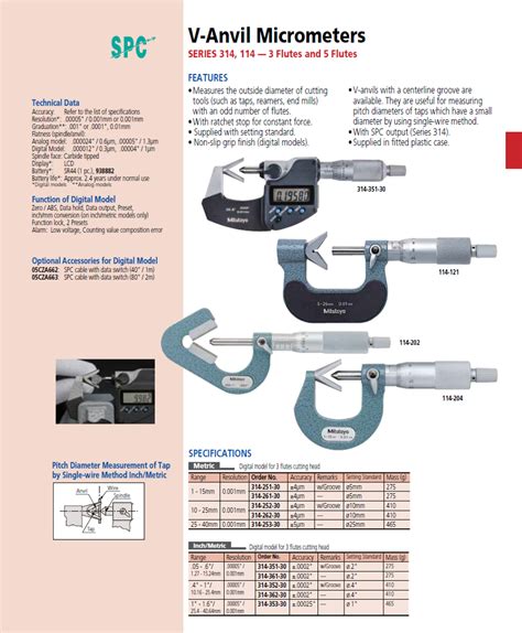 Mitutoyo V Anvil Micrometers