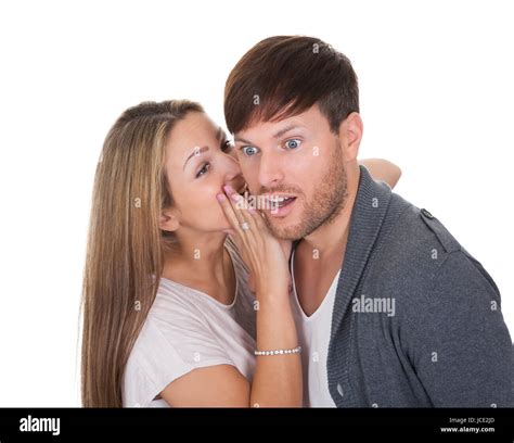 Woman Whispering In Mans Ear Hi Res Stock Photography And Images Alamy