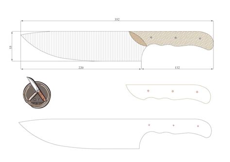 Custom Knife Blueprint & Template for Craftsmen PDF, DWG, DXF Formats ...