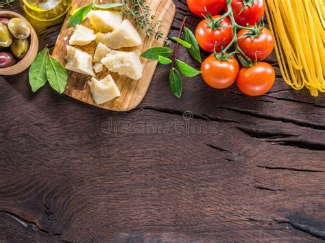 Variety of Food on the Wooden Table. Top View Stock Photo - Image of ...