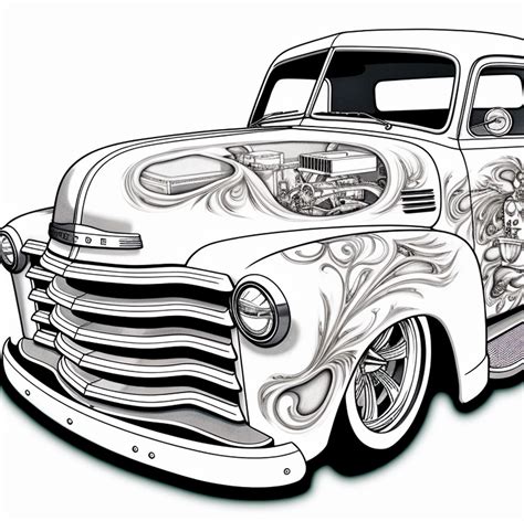 Classic Lowrider Adult Coloring Page Ai Coloring Sheet Of A Slam Truck