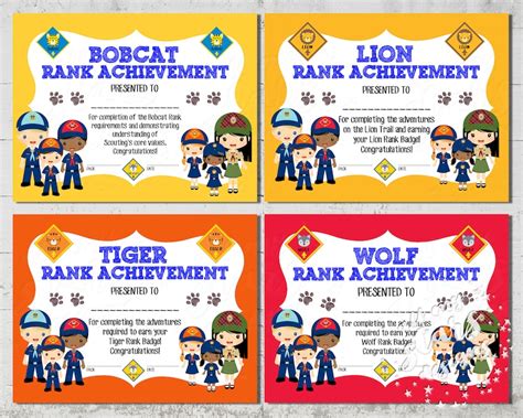 Printable Cub Scout Rank Achievement Award Pack Instant Etsy