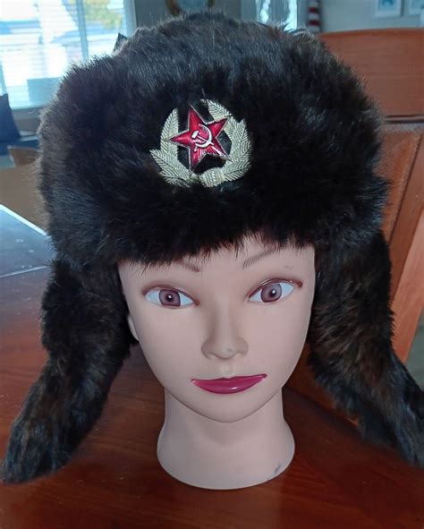 Authentic Soviet Russian Army Ussr Ushanka Fur Winter Gem