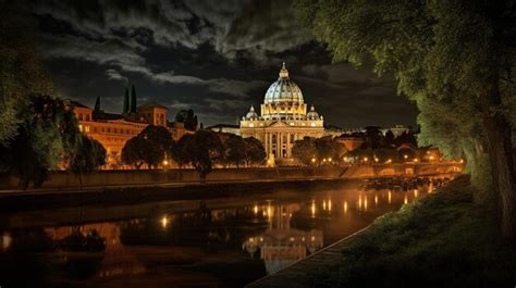 Premium AI Image | Night view of Vatican Museums